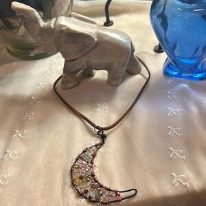 Wire-wrap Beaded Moon Pendant